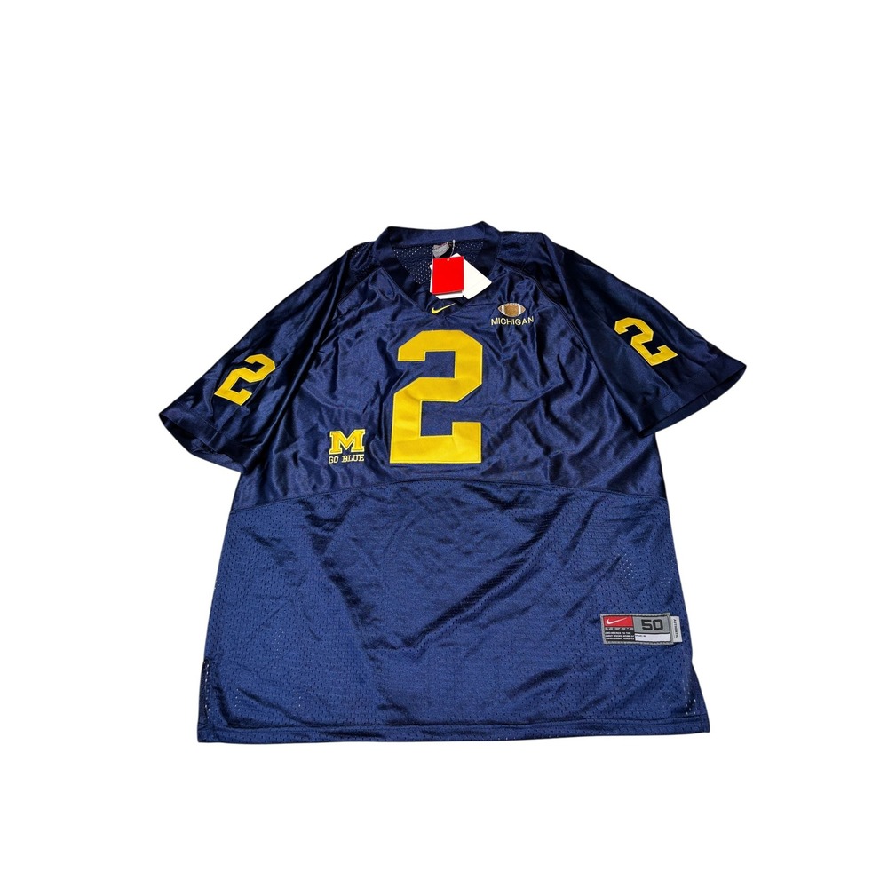 NWT Nike Michigan Wolverines Charles Woodson 2 Jersey Navy Blue Maize Men 50 L